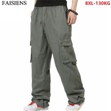 Мужские брюки Cagro размера плюс 6XL 7XL, летние, с карманами, на дверь, мужские, Armygreen, тонкие, эластичные, 8XL, серые, 48, прямые брюки