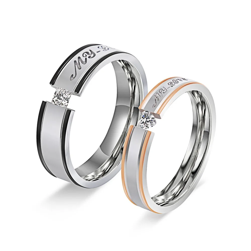 

2018 New 925 Silver my love Wedding Rings for Women Men Couple Promise Band Engagement Jewelry