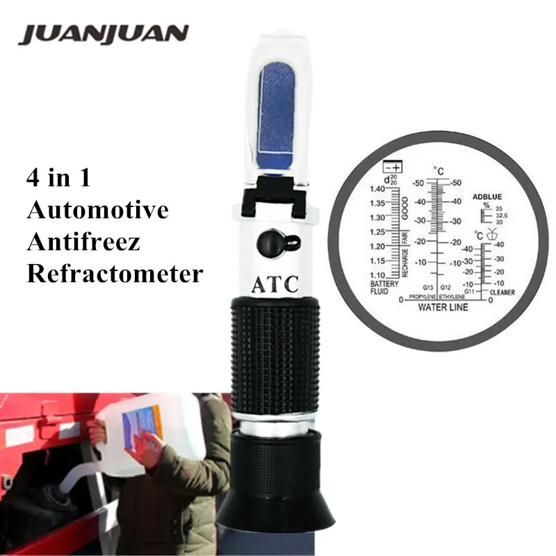 

HandHeld Optical 4-in-1 Car Adblue Urea Concentration Refractometer Testing Propylene Glycol Battery Fluid Ethylene 30-35%