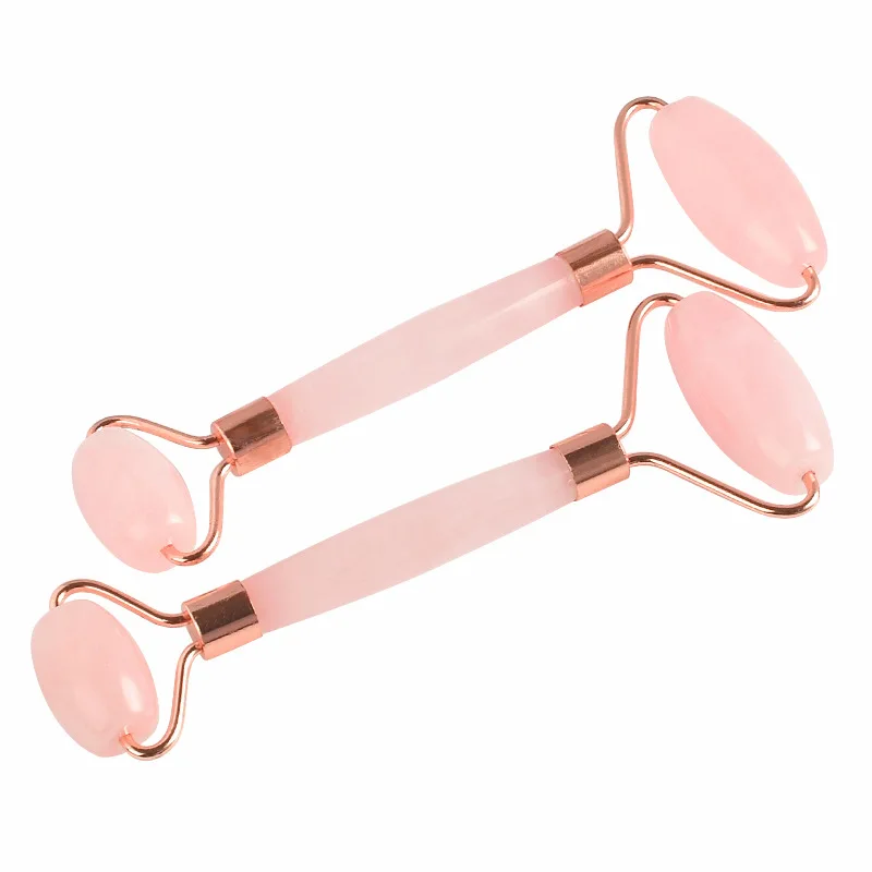 Rose Quartz Jade Roller for Face - 100% Natural Rose Quartz Stone Massager Anti Aging Facial Therapy