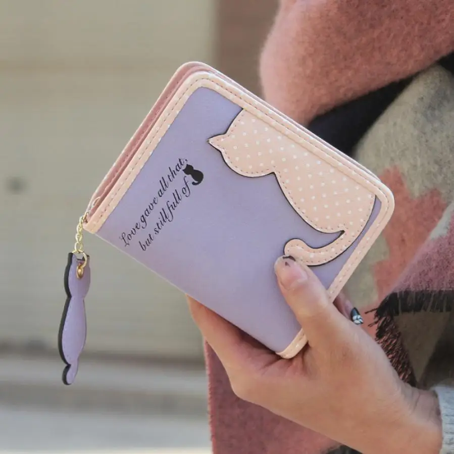 

Coin Purse Women Cat Purse Candy Color Cute Short Wallet Bags Handbags Card Holder Monedero Mujer