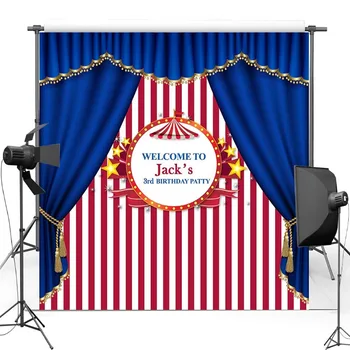 

Blue Curtain Vinyl Backdrop For Children Birthday Party New Fabric Flannel Photography Background For Baby Photo studio lv176