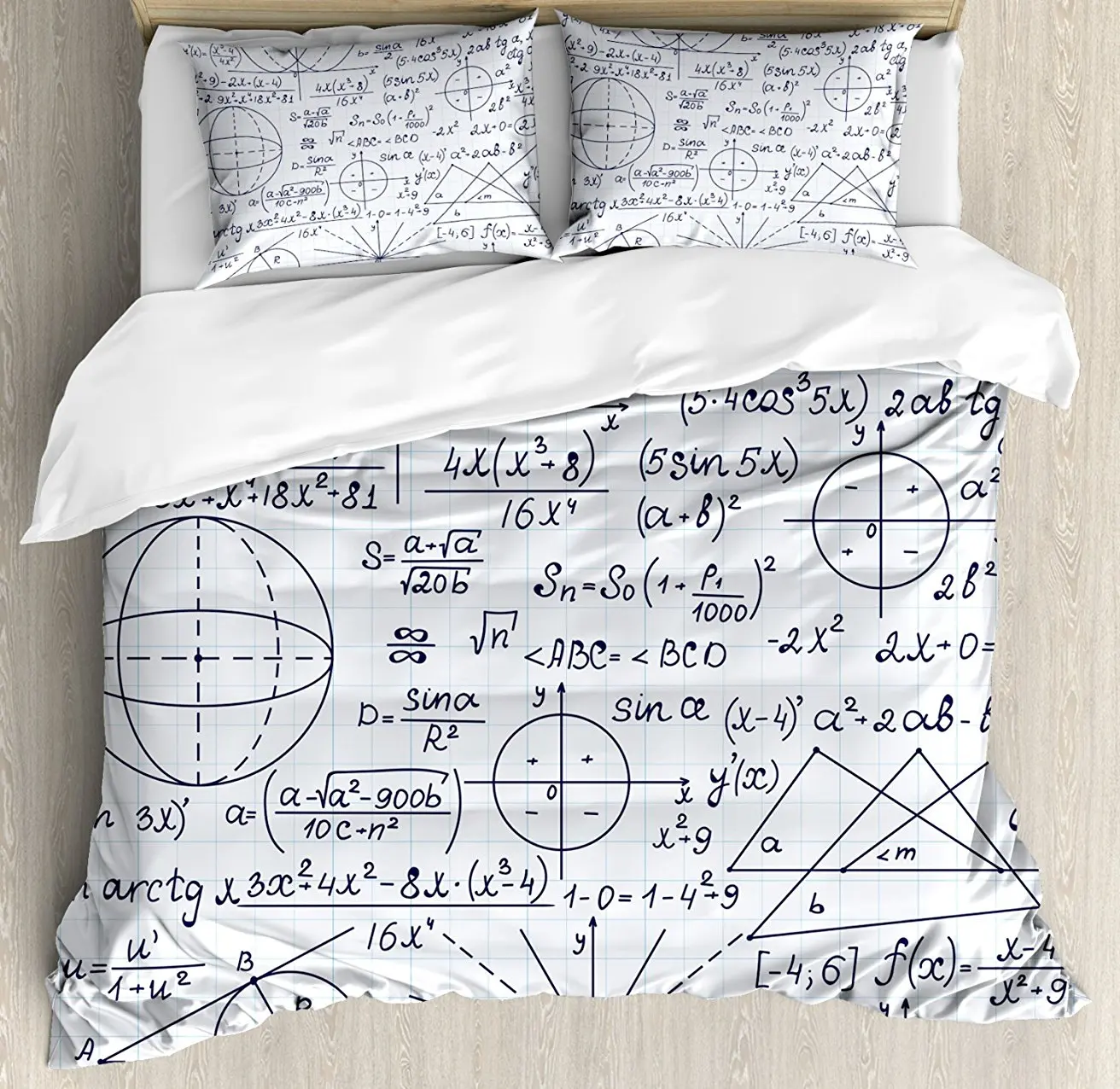 

Modern Duvet Cover Set School Smart Student Math Geometry Science Numbers Formules Art Decorative 4 Piece Bedding Set