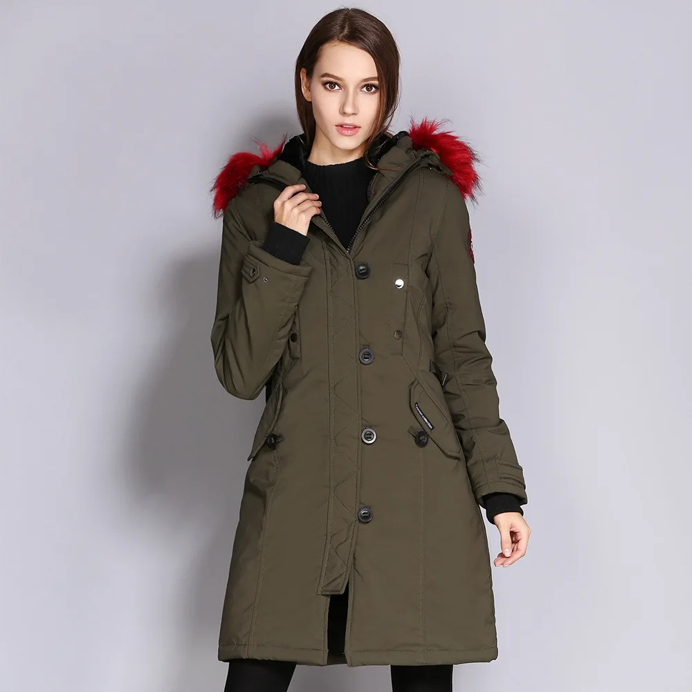 SWYIVY Woman Coats Mid long fur collar 2018 Warm Slim Winter coats female fashion long outwear Windproof Woman Parkas Coat XXL