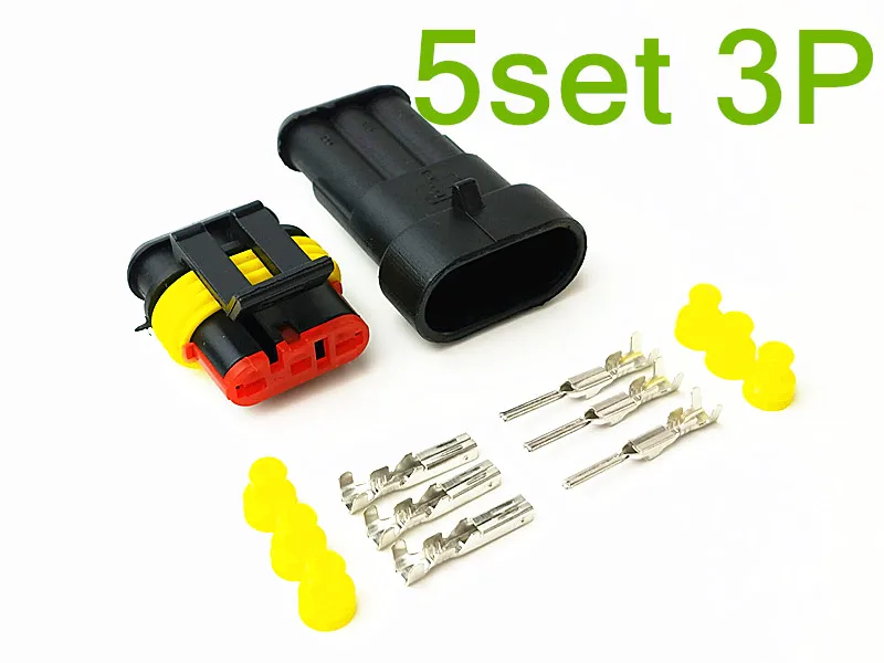 

5 Set 3 Pin Female And Male Way Waterproof Electrical Wire Automotive Connector Plug For Car