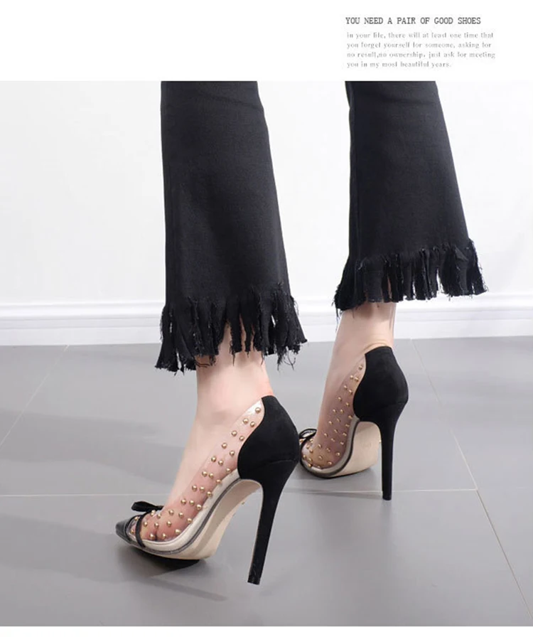 Новые женские туфли-лодочки; пикантная обувь на высоком каблуке; женские босоножки на тонком высоком каблуке с заклепками; женские туфли-лодочки с ремешком на лодыжке; женская обувь на шпильке