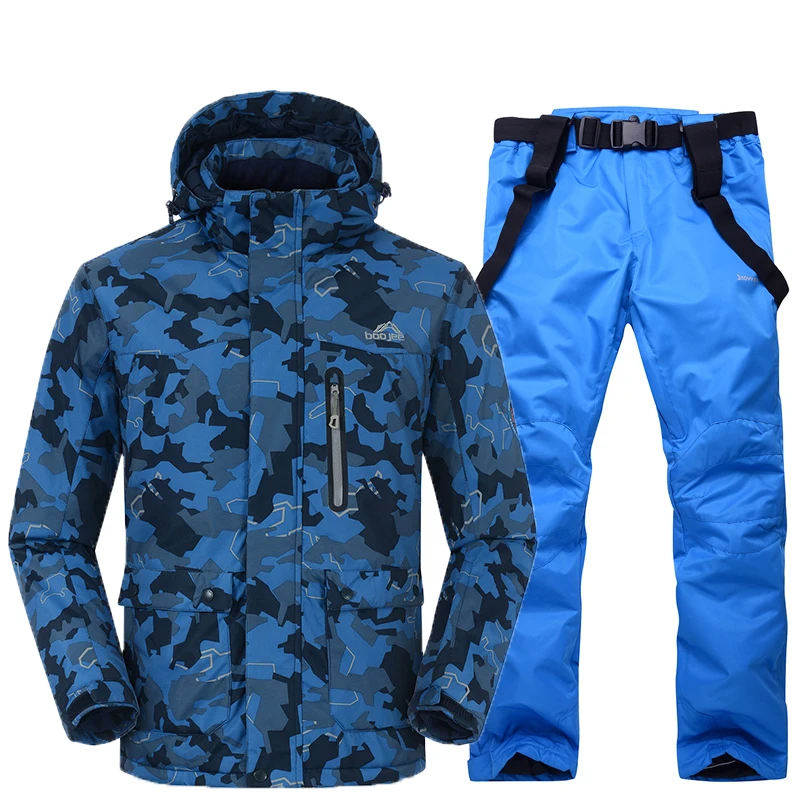 blue Good quality Men Snow sets outdoor sports ski suit sets