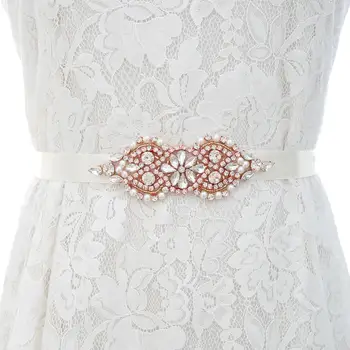 

Rose Gold Rhinestone Wedding Belt Pearl Wedding Belt Crystal Bridal Belt For Bridal Dress Belt S110RG
