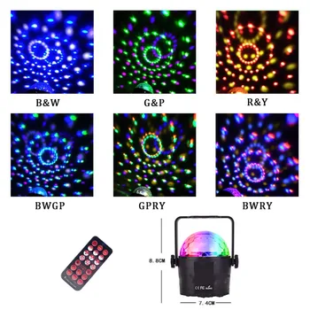 

6 Color 6W Crystal Magic Ball LED Stage Light Disco Laser Sound Control Activate Family Party Christmas Wedding Party KTV Lamp