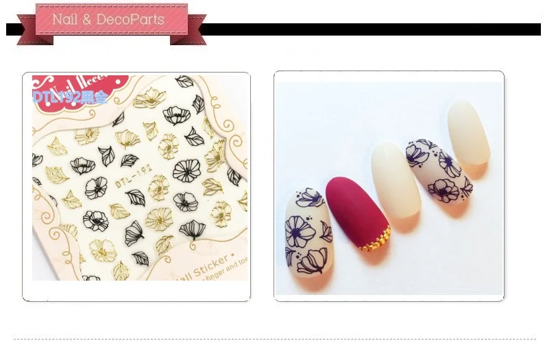 3 листа 10 тип золотые наклейки для ногтей дизайн Gummed стикеры 3D на ногти Nail Art Наклейки Makep художественные украшения DTL190-199