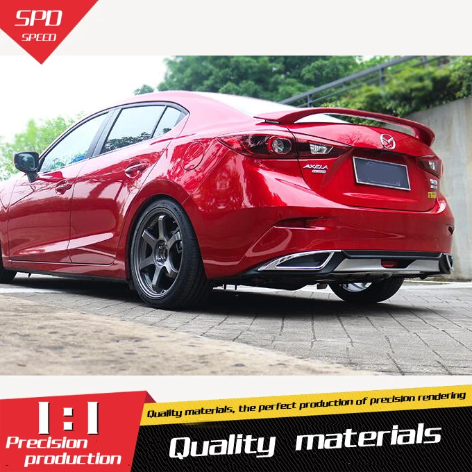 

For Mazda3 Axela Rear spoiler ABS Rear Bumper Diffuser Bumpers Protector For Axela Body kit bumper rear lip rear spoiler 2014