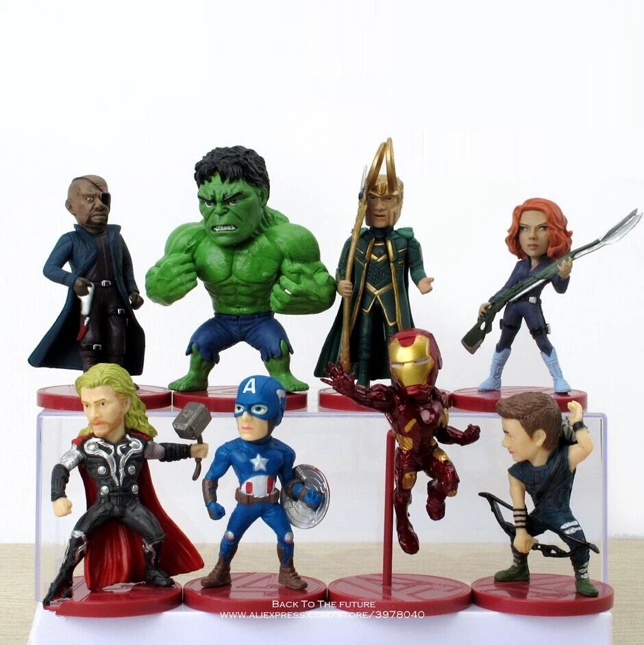 

Disney Marvel Avengers 8pcs/set Iron Man Thor Hulk 8cm Action Figure Anime Mini Decoration PVC Collection Figurine Toy model