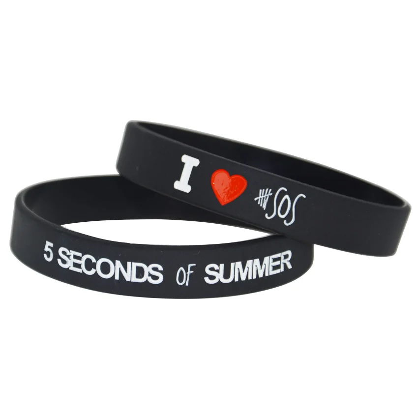 

1piece I Love 5 Seconds of Summer 5sos Silicon Colour Ink Filled Wristband Bracelet