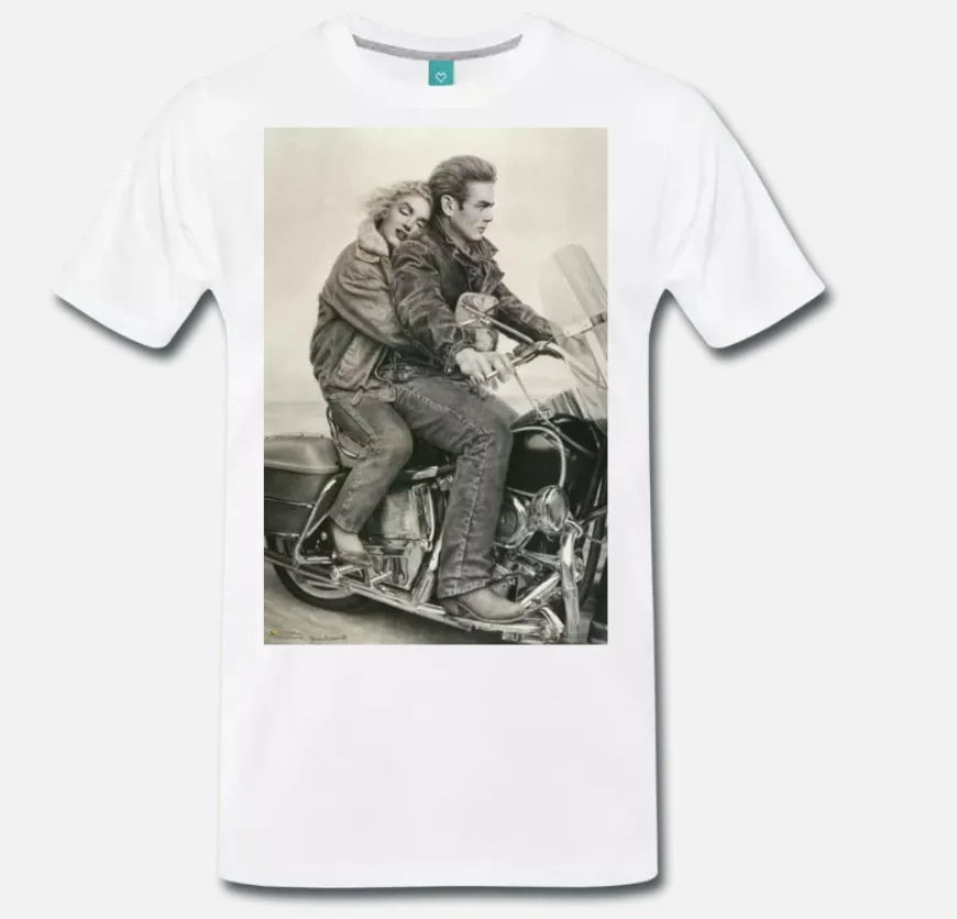 

T-SHIRT TRIBUTO JAMES DEAN MARILYN MONROE MOTO HOLLYWOOD 1 - S-M-L-XL-2XL-3XL