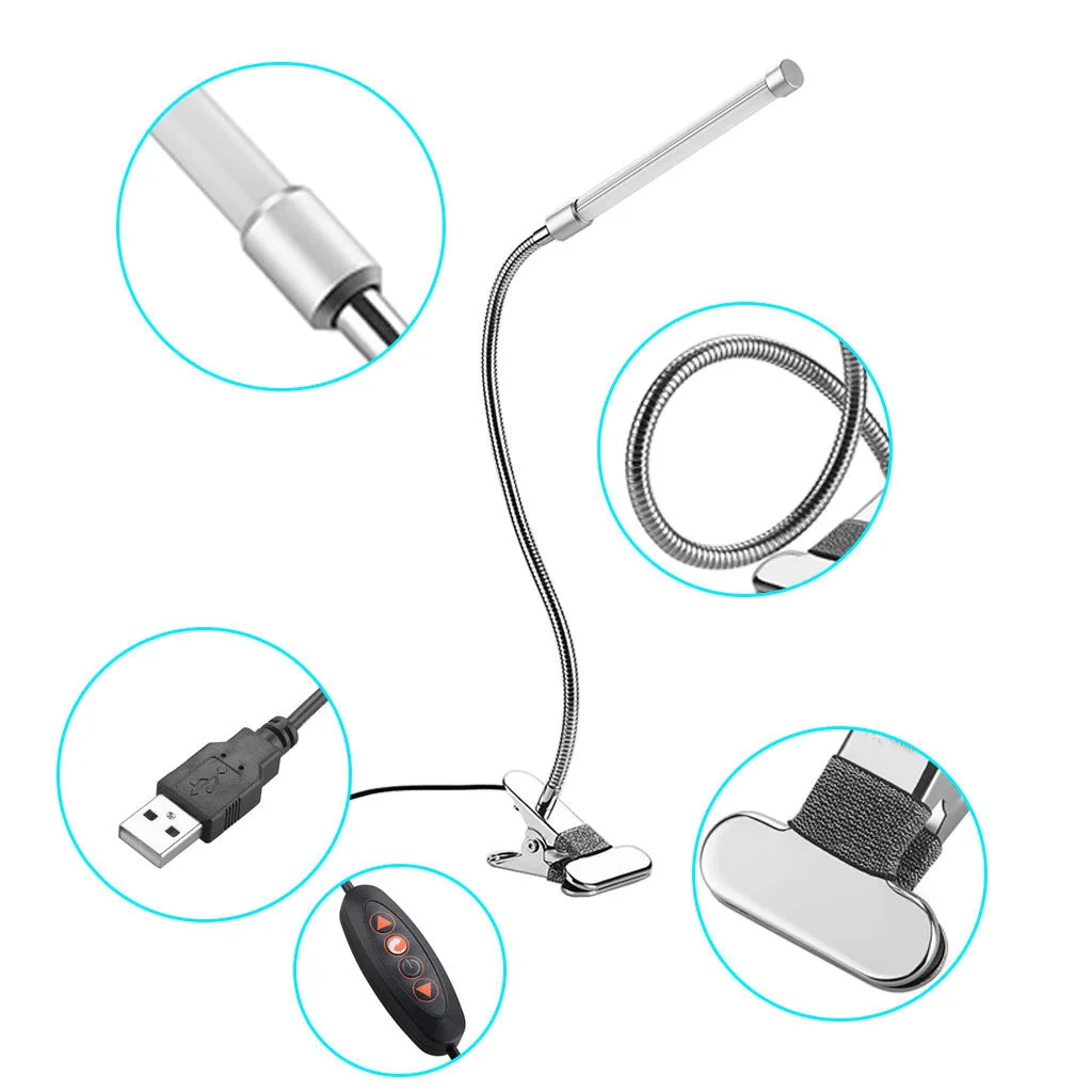 

Reading/Study/Bed/Desk Dimmer Light Flexible Touch Clip-on Table Lamp LED Clamp