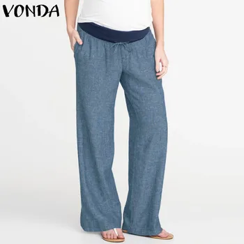 

Women Causal Wide Leg Pants 2019 Summer Autumn Loose Elastic Waist Patchwork Trousers Pockets Plus Size Bottoms S-5XL Oversized