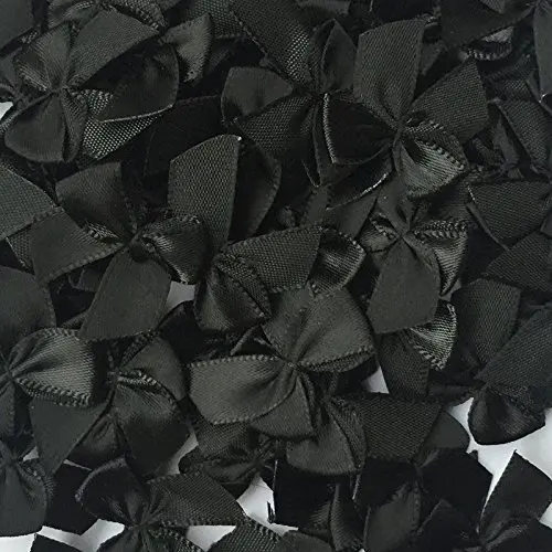 60 шт. атласная мини-лента банты цветы " x3/4" аппликации DIY ремесло цвет - Цвет: Черный