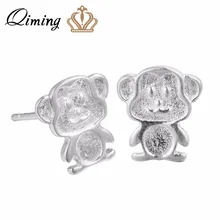 QIMING серебряные ювелирные изделия милые серьги обезьяны для девочек женские милые серьги-шпильки с животными модные ювелирные аксессуары