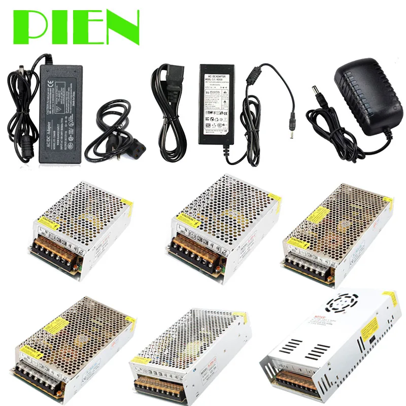 cheap LED Switching Power Supply Adapter 1A 2A 4A 6A 10A 15A 20A 30A for Led Strip AC 110V 220V to DC 12V + Power cord Free shipping