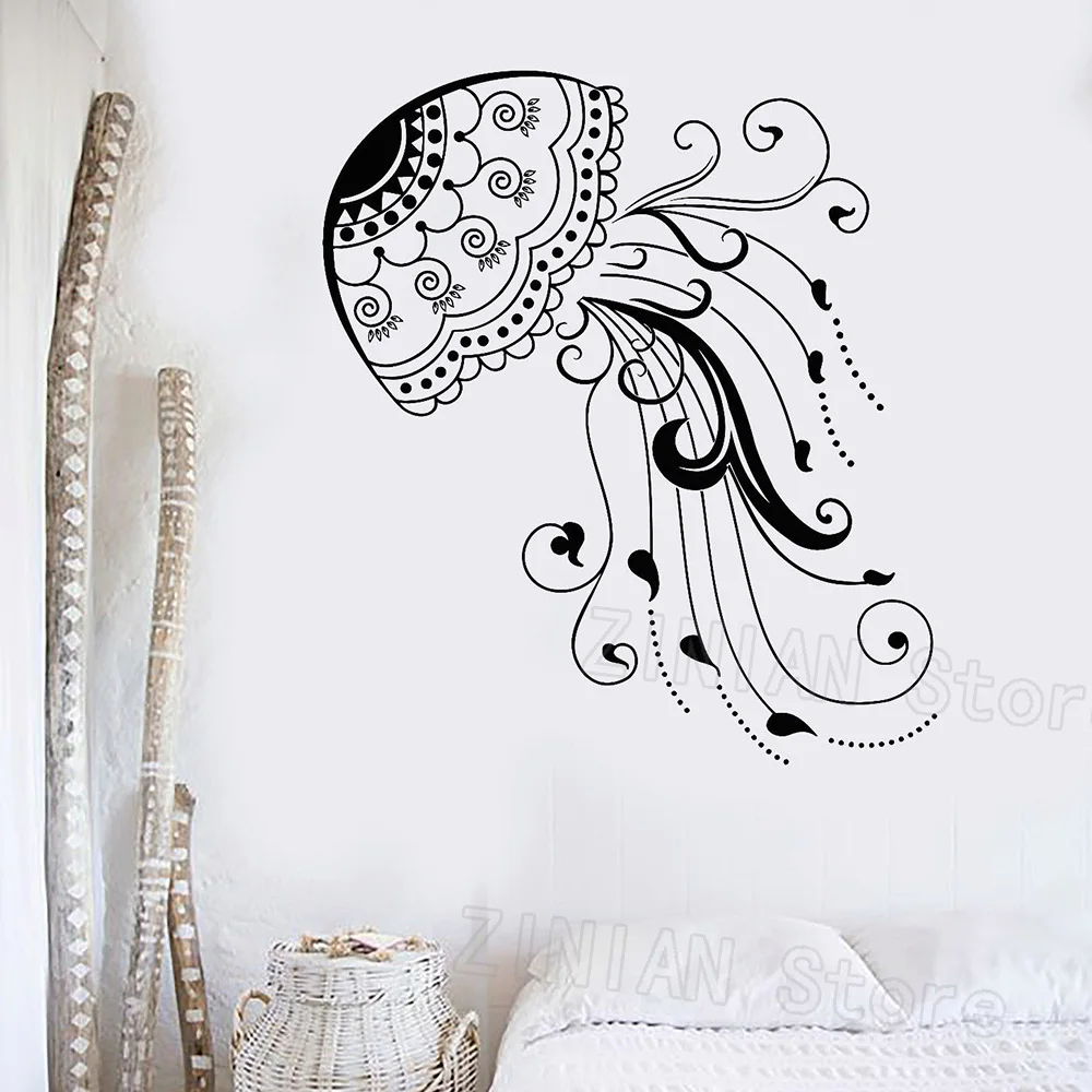 Jellyfish Vinyl Wall Decals Bathroom Waterproof Decor Sea Animal Beach