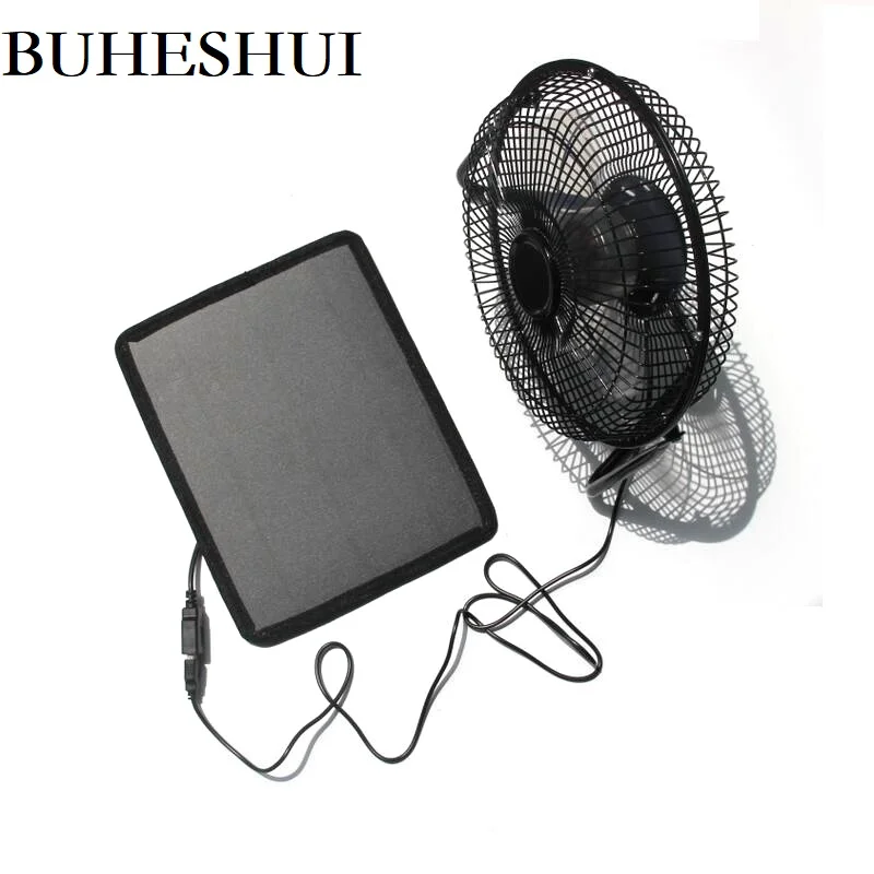 

BUHESHUI 8 Inch Cooling Ventilation Fan USB 6W solar Panel Charger Solar Powered Panel Iron Fan For Home Office Outdoor Fishing