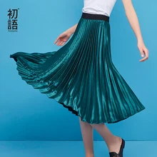 Toyouth летняя юбка Винтаж Глянцевая плиссированная юбка Для женщин