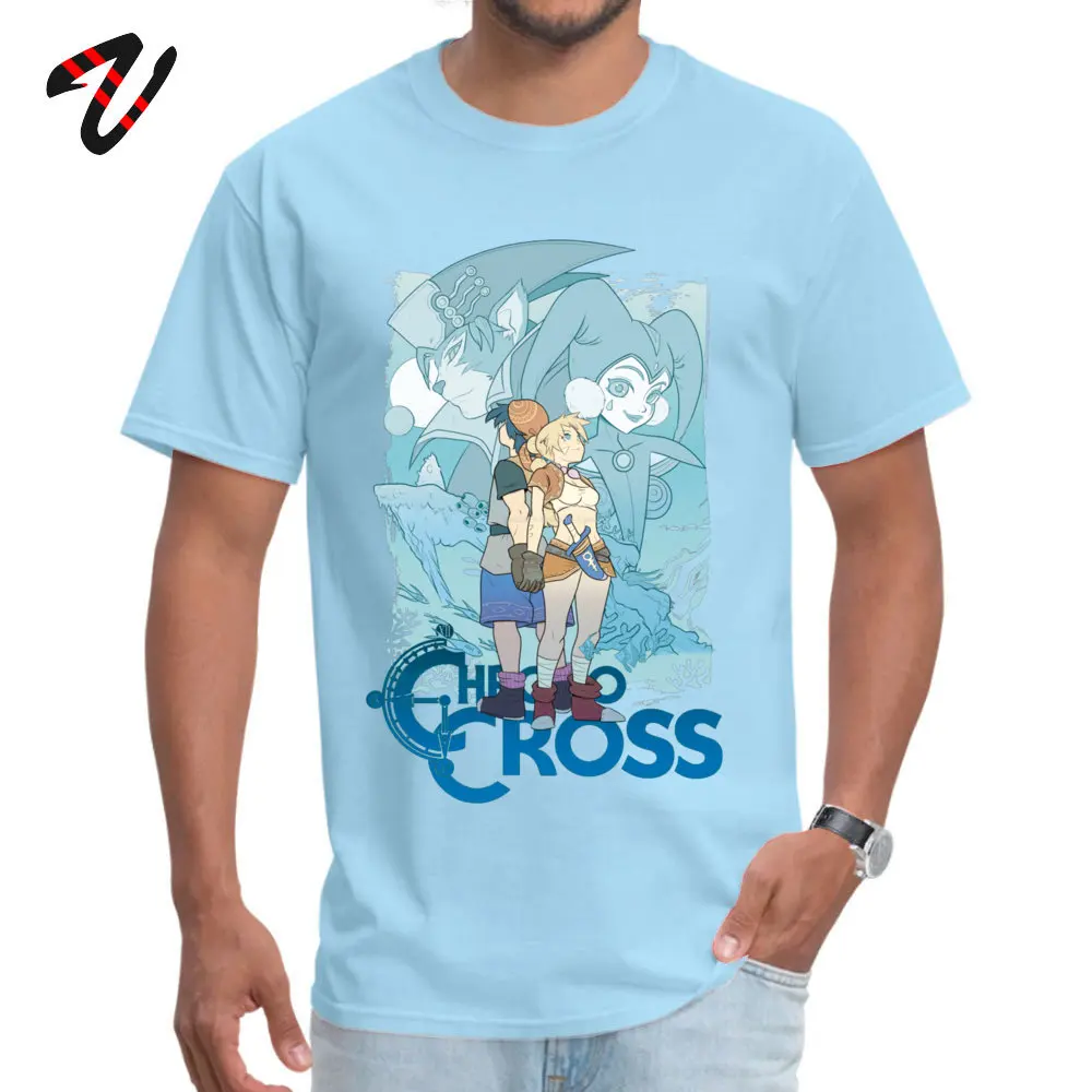 Футболки мужские модные Legend Of Zelda футболка Enjoystick Chrono Cross Camisa Videogame летние топы аниме футболка с круглым вырезом - Цвет: Light Blue