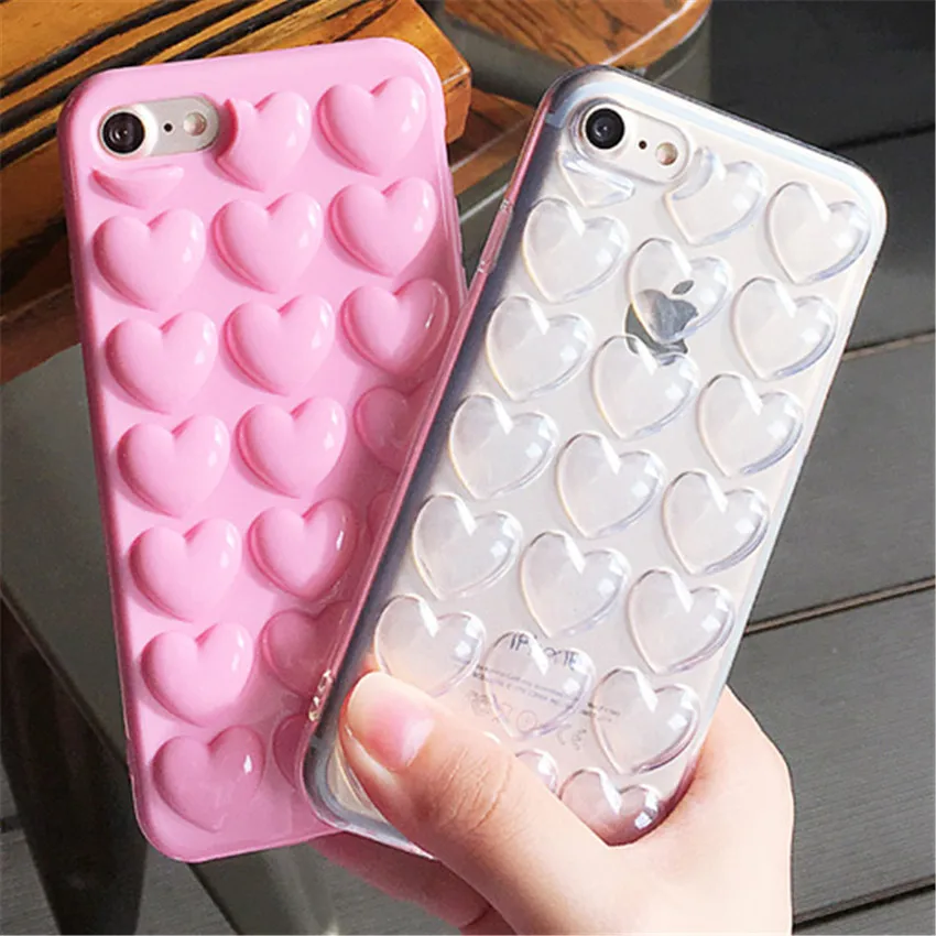 

Cute 3D Korean Peach Heart Jelly Candy Color Sweet Love Lady Soft TPU Phone Cases For Samsung Galaxy S7 Edge S8 S9 Plus NOTE 8