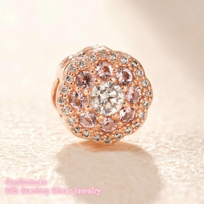 925 Sterling Silver Pink shine Flower 