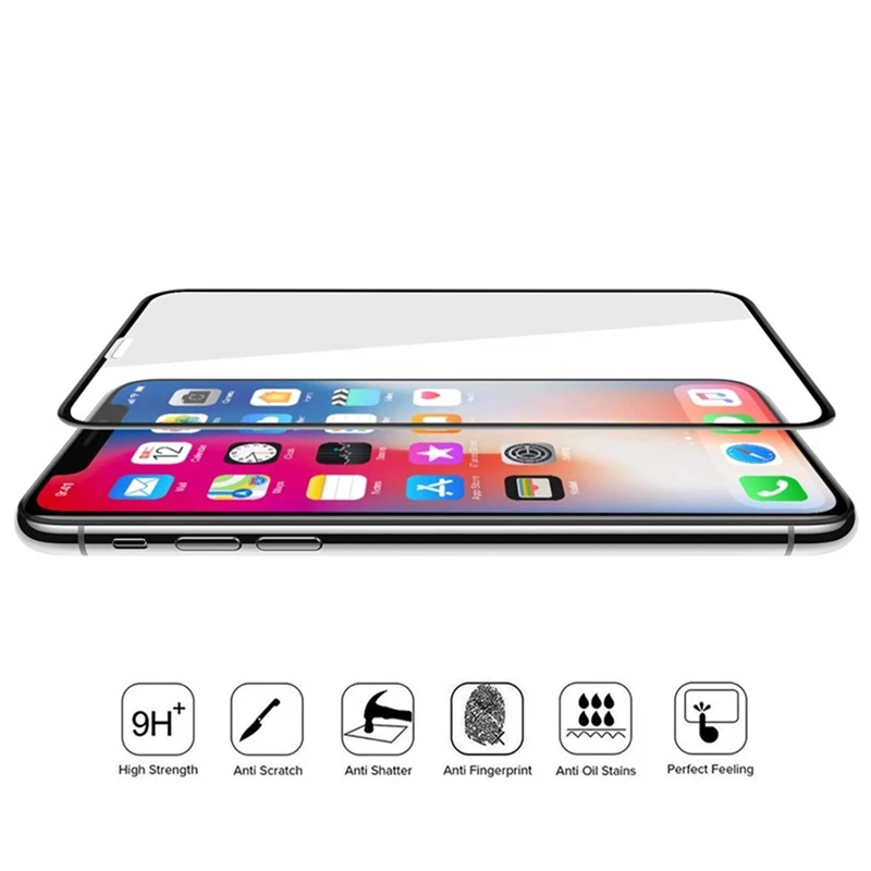 Новое 30D полное покрытие стекло для iPhone X XS 8 7 6 6S Plus точное отверстие XR Max