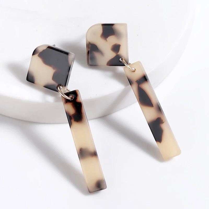 

Gemometric Acrylic Tortoiseshell Brinco Earrings for Women Drop Earring for Women Elegant Design Jewelry Holiday Gift Wholesale