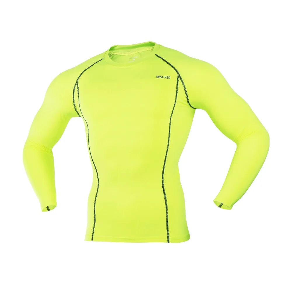 ARSUXEO, мужские спортивные колготки для бега, компрессионные футболки с длинными рукавами, базовый слой, одежда для фитнеса, тренировок, тренажерного зала, быстросохнущая C19