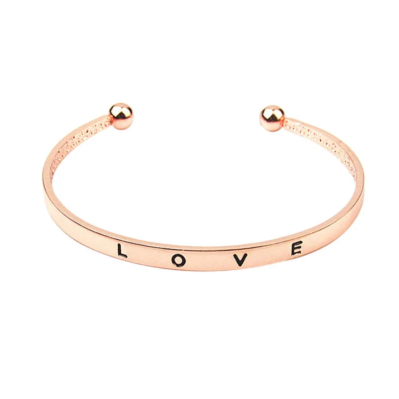 Красивые браслеты для влюбленных женские браслеты из металлического сплава Любовь буквенные браслеты простые Стильные Золотые женские ювелирные подарки# W - Окраска металла: Rose Gold