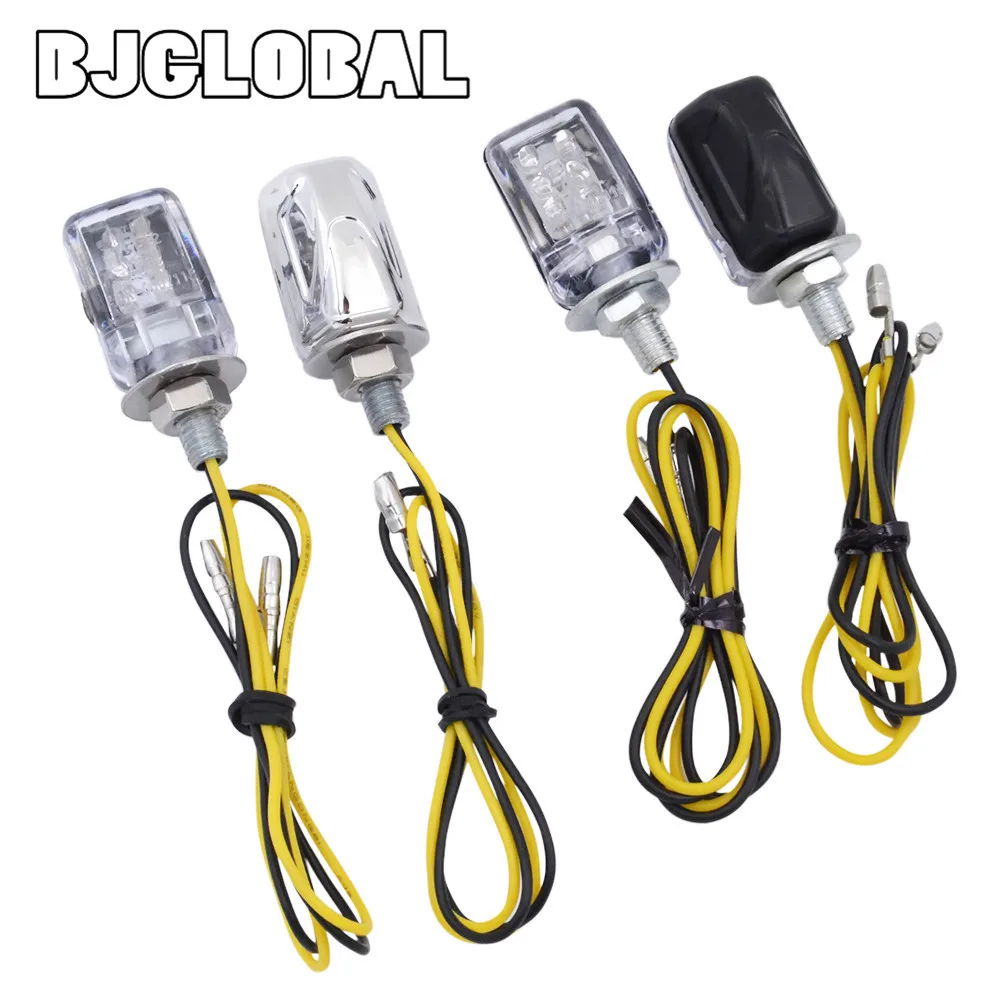

LED Motorcycle Mini Turn Signal Lights Blinker flashing Indicator 12V Housing Chrome Car Trucks 6mm Bolt Screw Lamp Bulb Power