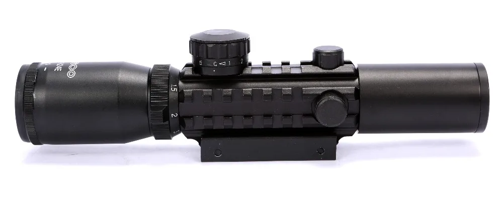

Air Telescopic Gunsight Riflescope Tri 1-4X24 E Rail Red Green Illuminated Tactical Optics Hunting Shooting Rifle Scope