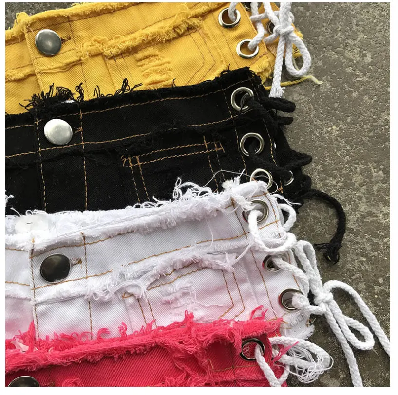 Disappearancelove 2019 Женские сексуальные с высокой талией бахромой рваные джинсы летние большие размеры потертые джинсовые шорты джинсы с