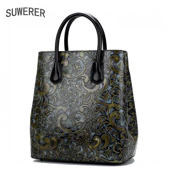 

2020 New Genuine Leather women bags Fashion Embossed luxury handbags women big bags designer Handmade brands women bags