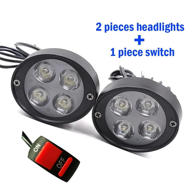 2pcs 12V Motorcycle LED Headlight Lens Lamps Spotlight Daytime Running Lights