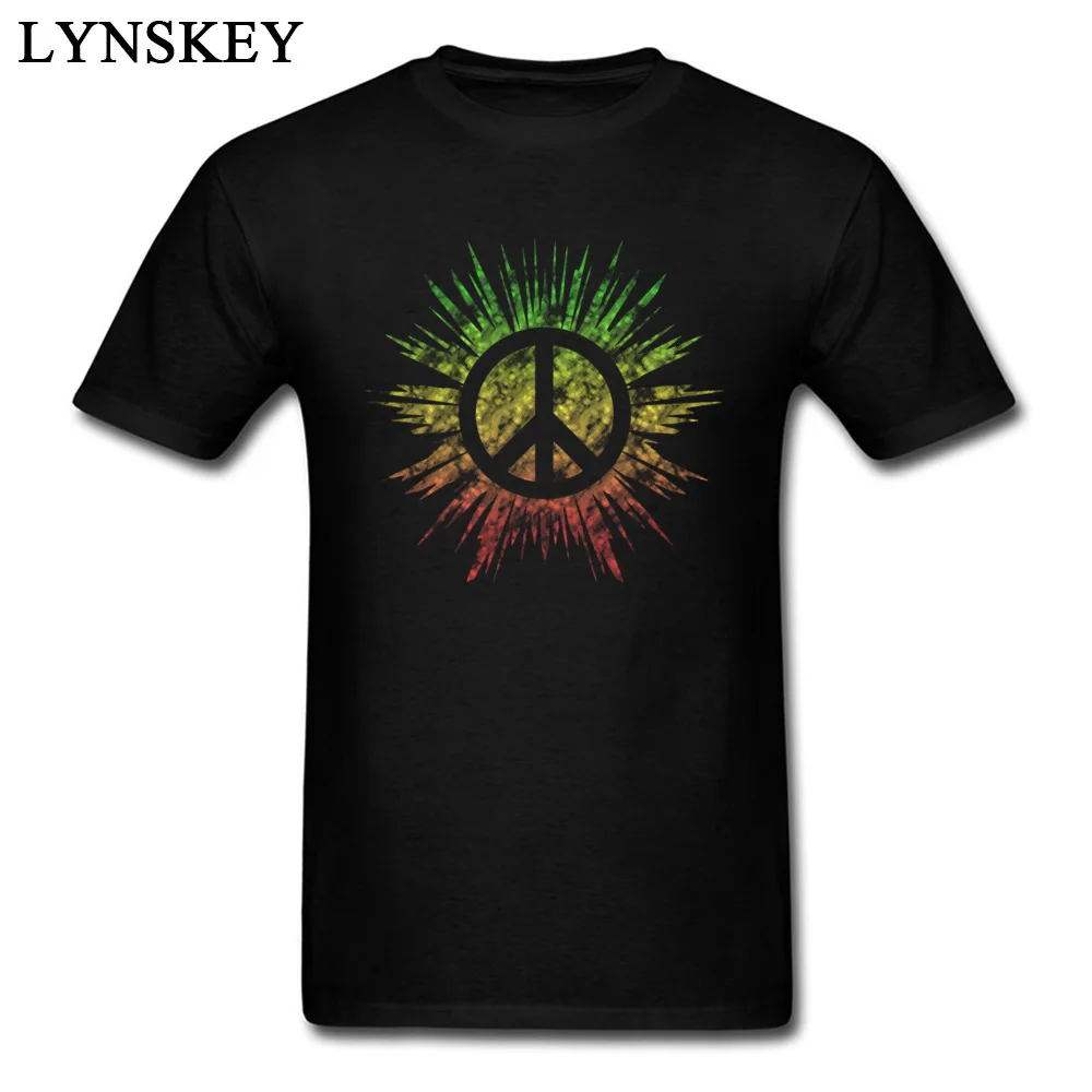 Men Tops Tees Fashionable Summer T-Shirt Cotton Fabric O-Neck Short Sleeve Cool Rasta Peace Sign Sweatshirts Top Quality Rasta Peace Sign black