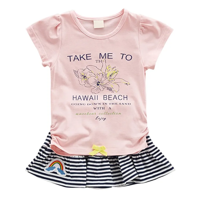 Baby Girls Summer Clothes Set Cute Little Girls T-shirt Mini Skirt Clothing Set for Baby Infant Girl