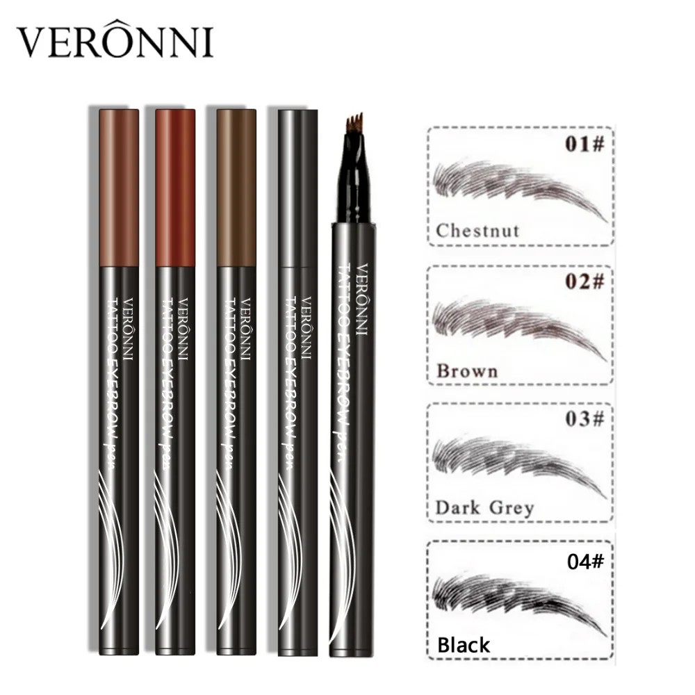 

4 Colors Eyebrow Pencil 3D Eyebrows Tint VERONNI Natural Maquillaje Eye Brow Microblading Eyebrow Extension Liquid Tattoo Pen