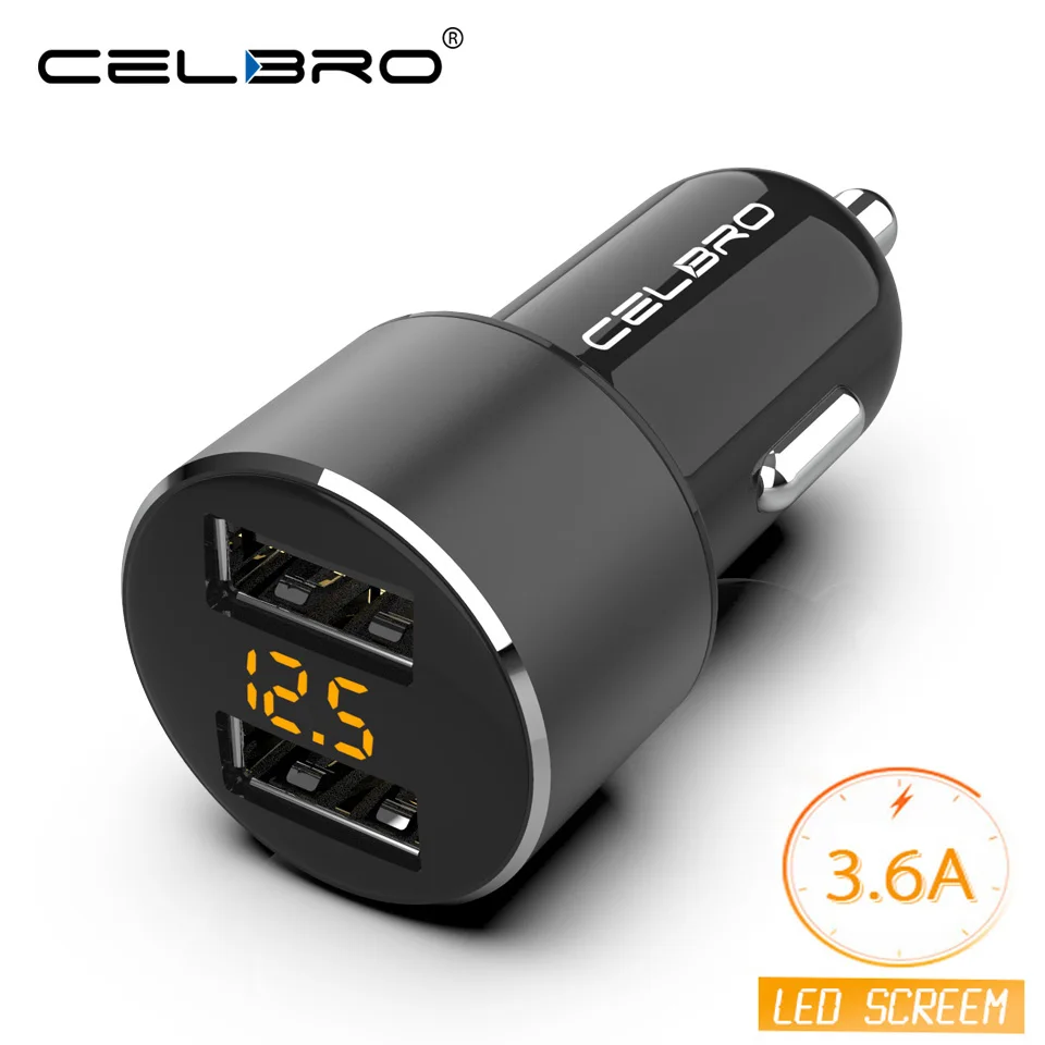 

3.6A Dual USB Car Charger LED Display CarCharger Metal Usb Car-charger Auto Charge for Xiaomi Mobile Phone Charging Usb Chargers
