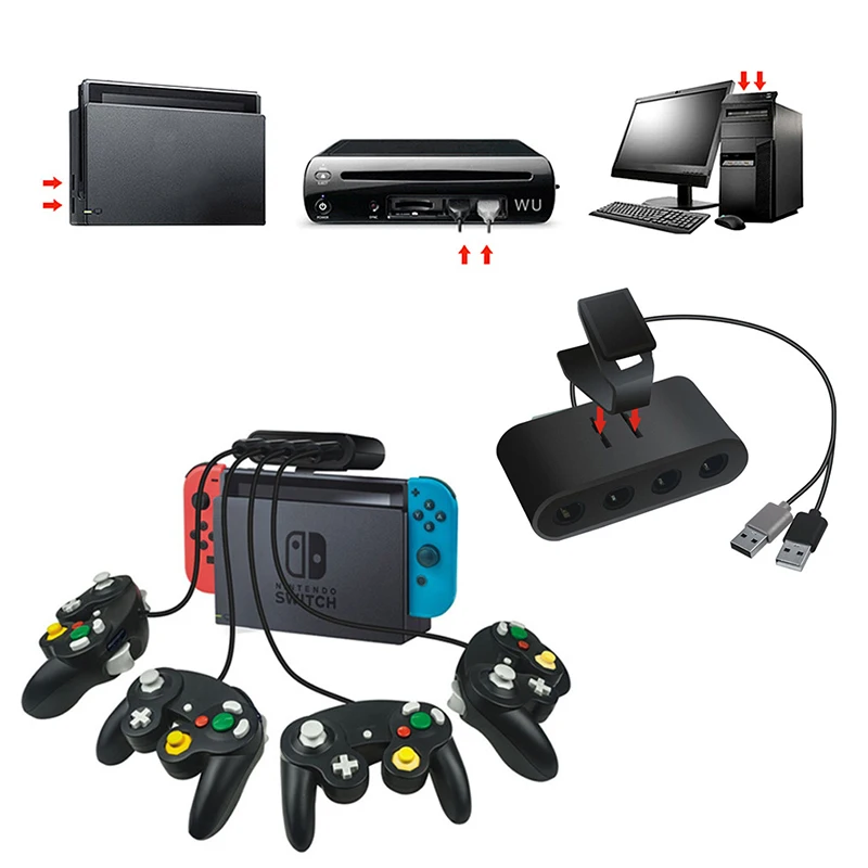 4 порта для контроллеров GameCube GC USB адаптер конвертер держатель Подставка nintendo wii U
