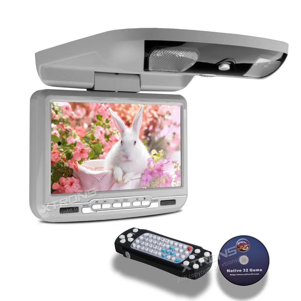 Excellent 9 Inch Grey Color (Black & Beige Optional) Flip Down Car DVD Car Roof Monitor Roof Mounted Car DVD with Built in Speaker 4