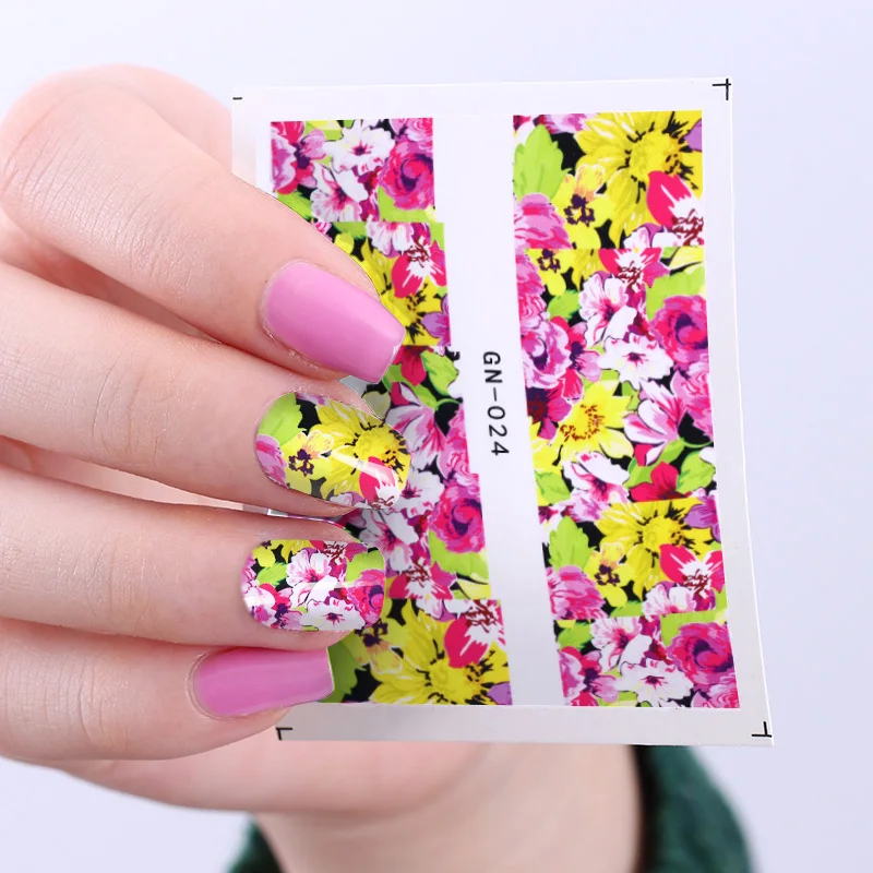 BORN PRETTY 48 листов/набор цветок для дизайна ногтей Полное Обертывание Роза Сакура бабочка Фольга для ногтей наклейки для ногтей Водные Переводные советы