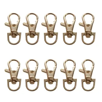 

Gold Tone Metallic Handbag Strap Decor Snap Hook Lobster Clasp 10 Pcs