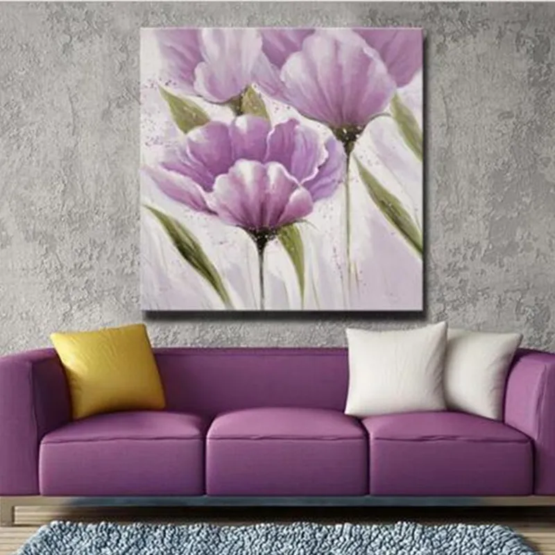 

Modern Large Painting Purple Floral Pictures Hand Painted Abstract Flower Oil Paintings on Canvas Home Decor Wall Art for Gifts