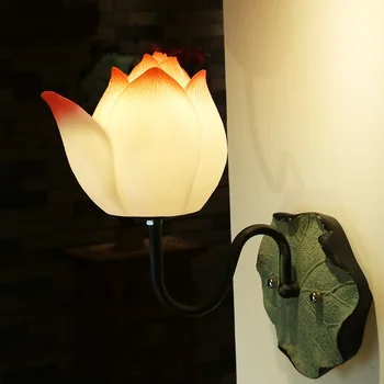 

Modern personality classical wall lamp living room bedroom bedside decorative lamp new Chinese art lotus wall lamp, M.