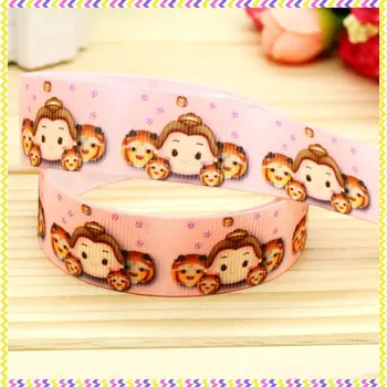 

New 7/8'' Free shipping Beauty and Beast printed grosgrain ribbon hair bow headwear party decoration wholesale OEM 22mm H4161