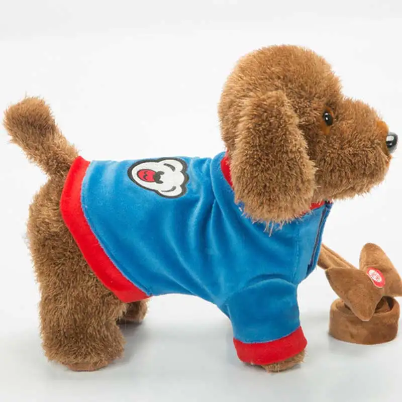 Controle de Som Animais de Estimação Brinquedos de Pelúcia para Crianças Presentes de Aniversário Robô Interativo Eletrônico Pelúcia Andando 72 Canções Trela Cão 2 eletrônico animais de estimação pelúcia cão andando